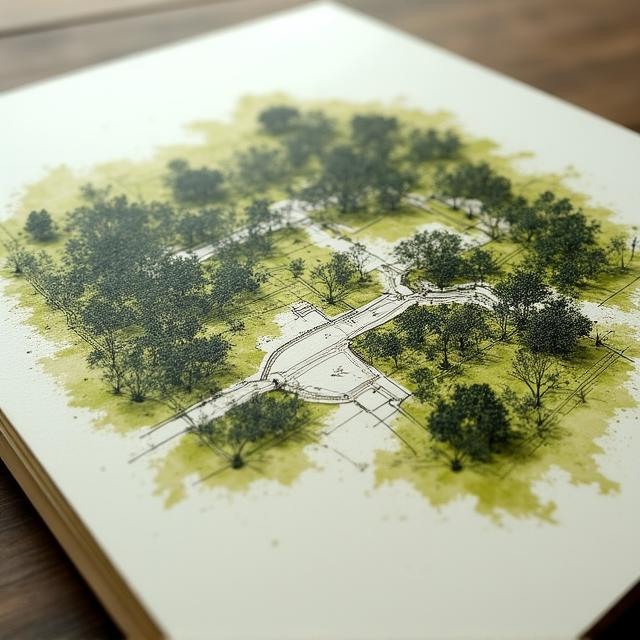 Plan de jardin dessiné à la main à l'encre